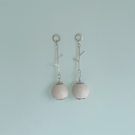 PENDIENTES de Porcelana bola - pieza única