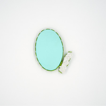 Broche de Porcelana blanco y madera- pieza única 2